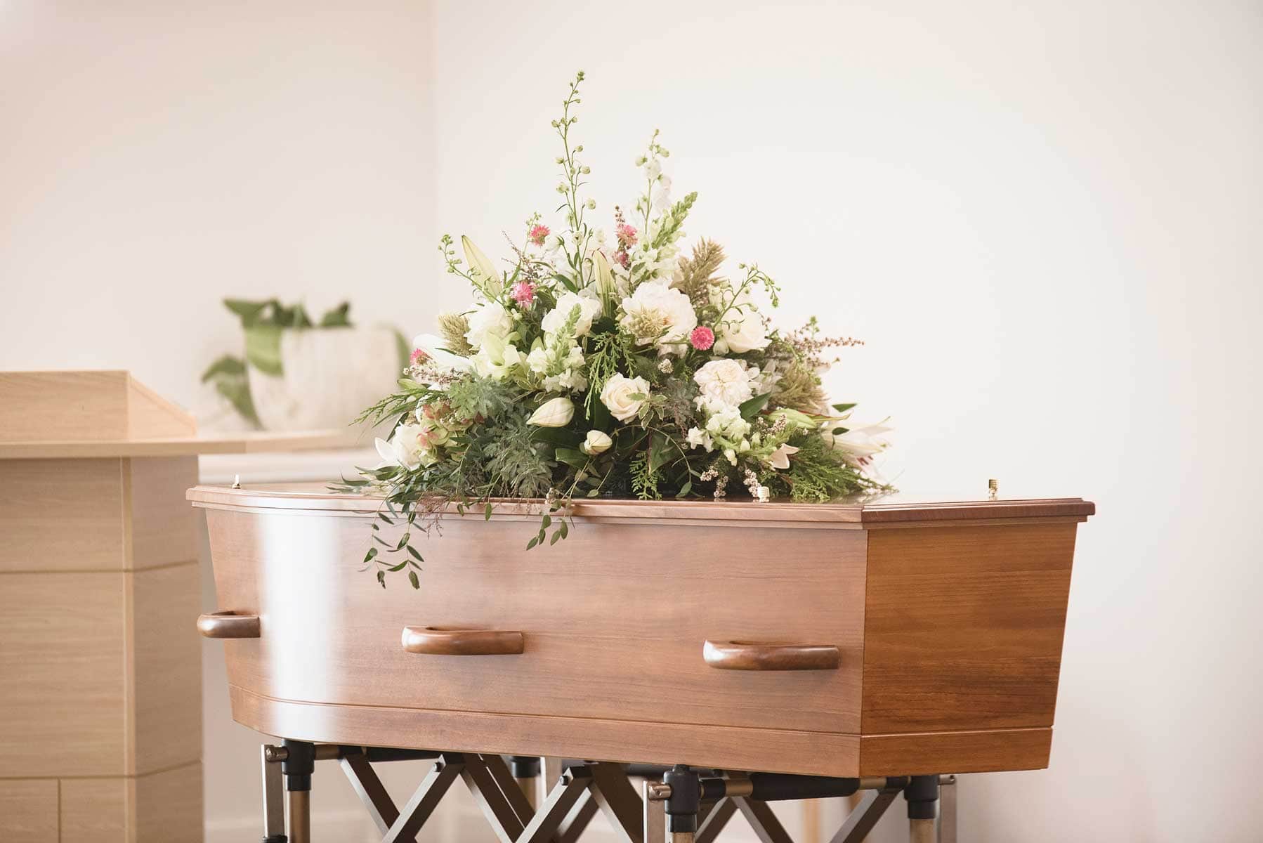 Casket Closeup Flower Spray Adjusted